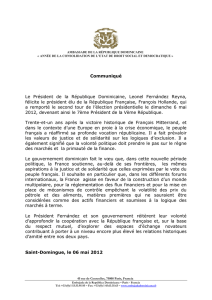 Communiqué Le Président de la République Dominicaine, Leonel
