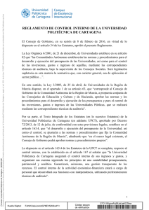 Reglamento Control Interno - Universidad Politécnica de Cartagena