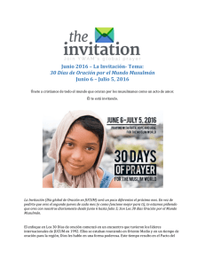 Junio 2016 – La Invitación- Tema: 30 Días de Oración por el Mundo