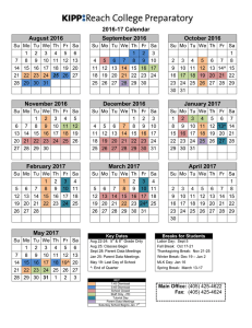 2016/17 School Calendar
