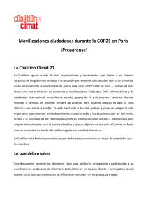 Movilizaciones ciudadanas durante la COP21 en París ¡Prepárense!