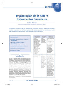 Implantación de la NIIF 9. Instrumentos Financieros