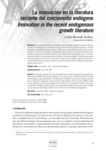 La innovación en la literatura reciente del crecimiento endógeno