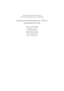 Lehrstuhlbericht 2010 - Lehrstuhl für Wirtschaftstheorie