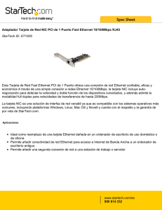 Adaptador Tarjeta de Red NIC PCI de 1 Puerto Fast