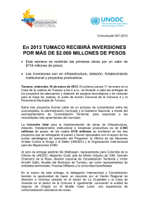 En 2013 TUMACO RECIBIRÁ INVERSIONES POR MÁS DE $2.000