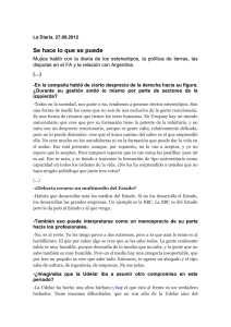 Entrevista a José Mujica, La Diaria, 27/09/2012