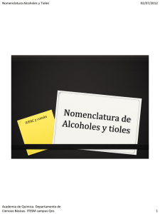Nomenclatura Alcoholes y Tioles