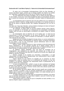 Declaración del P. José María Tojeira,SJ- Rector de la