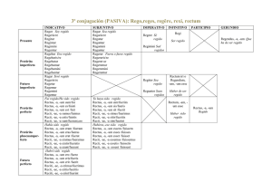3ª conjugación (PASIVA): Rego,reges, regĕre, rexi, rectum