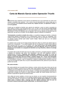 Carta de Manolo García sobre Operación Triunfo