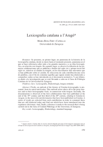 Lexicografia catalana a l`Aragó - Institución Fernando el Católico
