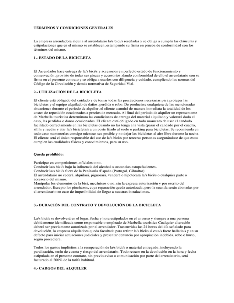 TÉRMINOS Y CONDICIONES GENERALES La empresa