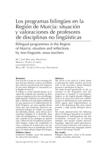 Los programas bilingües en la Región de Murcia: situación y