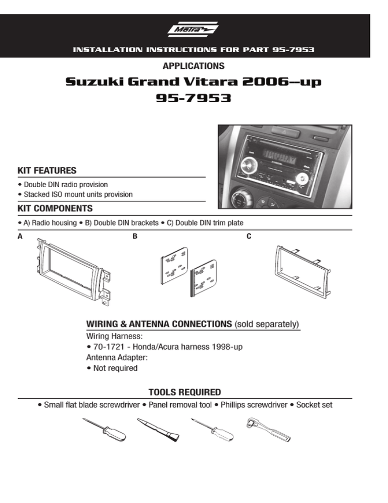 Metra Stereo Dash Kits Installation Instructions