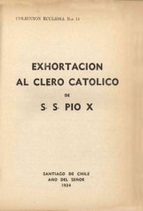 EXHORTACION AL CLERO CATOLICO S S PIO X