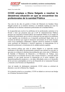 CCOO emplaza a Elena Salgado a resolver la desastrosa situación