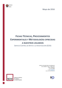 Fichas Técnicas, Procedimientos Experimentales y Metodologías