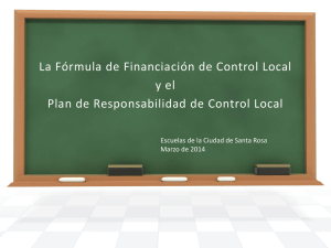 La Fórmula de Financiación de Control Local y el Plan de