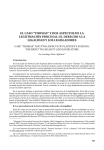 eL caso “thomas” y dos asPectos de La Legitimación ProcesaL: eL