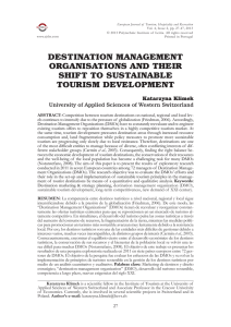 destination management organisations and their shift to sustainable