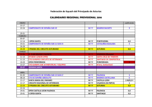 CALENDARIO REGIONAL PROVISIONAL 2016 Federación de