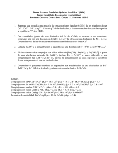 Tercer Examen Parcial de Quimica Analitica I (1406) Tema
