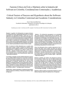 Critical Factors of Success and Hypothesis about the Software