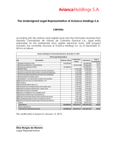 The Undersigned Legal Representative of Avianca Holdings S.A.