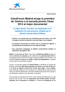 CaixaForum Madrid acoge la première de Camino a la escuela