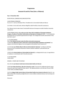 Programme Innocent III and his Time (Univ. of Murcia)