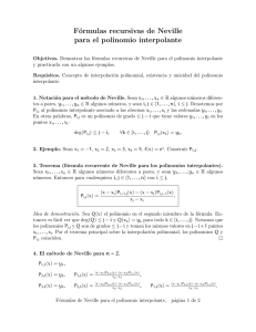 Fórmulas recursivas de Neville para el polinomio interpolante