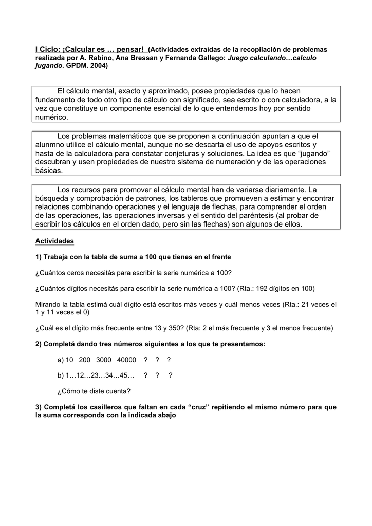 El C Lculo Mental Exacto Y Aproximado Posee Propiedades Que Lo