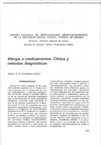 Alergia a medicamentos. Clínica y métodos diagnósticos