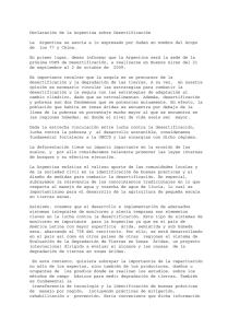 Declaración de la Argentina sobre Desertificación