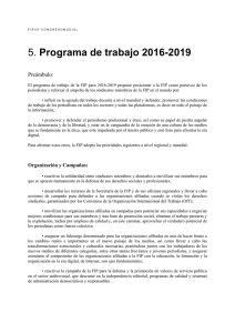 5. Programa de trabajo 2016-2019