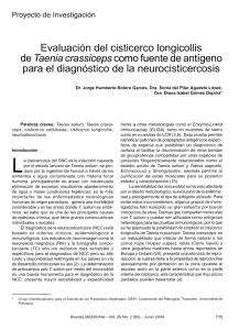 Evaluación del cisticerco longicollis de Taenia