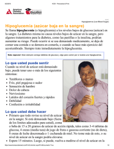 Hipoglucemia (azúcar baja en la sangre)