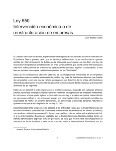 Ley 550. Intervención económica o de reestructuración de empresas