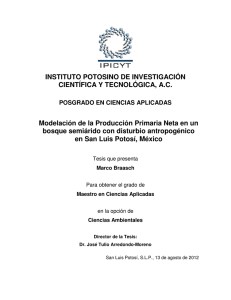 Modelacion de la PPN en la Sierra San Miguelito, SLP, Mex