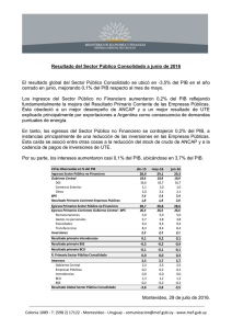 Resultado del Sector Público Consolidado a junio de 2016 El