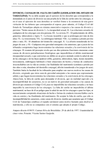 DIVORCIO, CAUSALES DE. FALTA DE CARIÑO (LEGISLACION