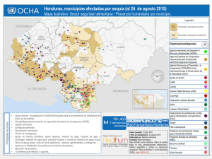 Honduras, municipios afectados por sequía (al 24 de agosto 2015)