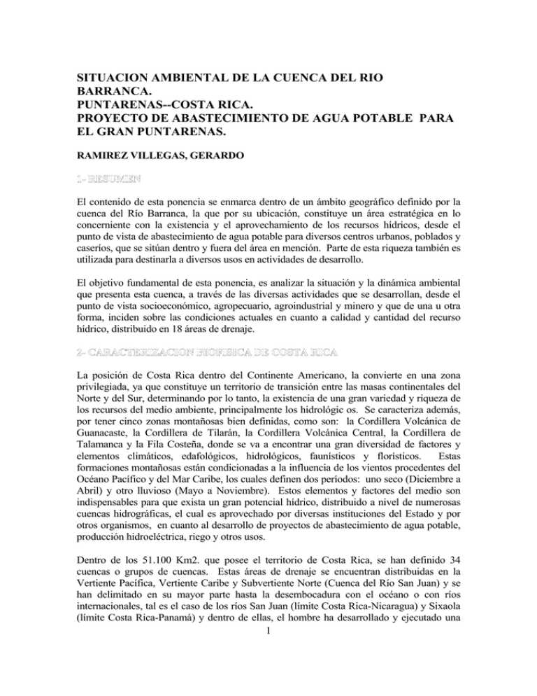 Situacion Ambiental De La Cuenca Del Rio Barranca Puntarenas