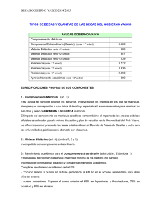 becas gobierno vasco 2014/2015 tipos de becas y cuantías de las