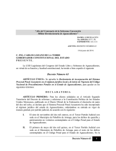 Decreto Número 63 - Gobierno del Estado de Aguascalientes