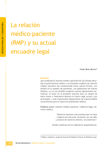 La relación médico-paciente (RMP) y su actual encuadre legal
