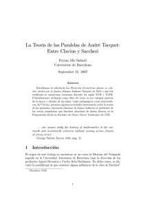 La Teoría de las Paralelas de André Tacquet: Entre Clavius y Saccheri