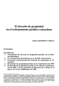 El derecho de propiedad en el ordenamiento jurIdico venezolano