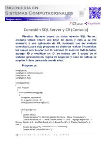 Conexión SQL Server y C# (Consola)